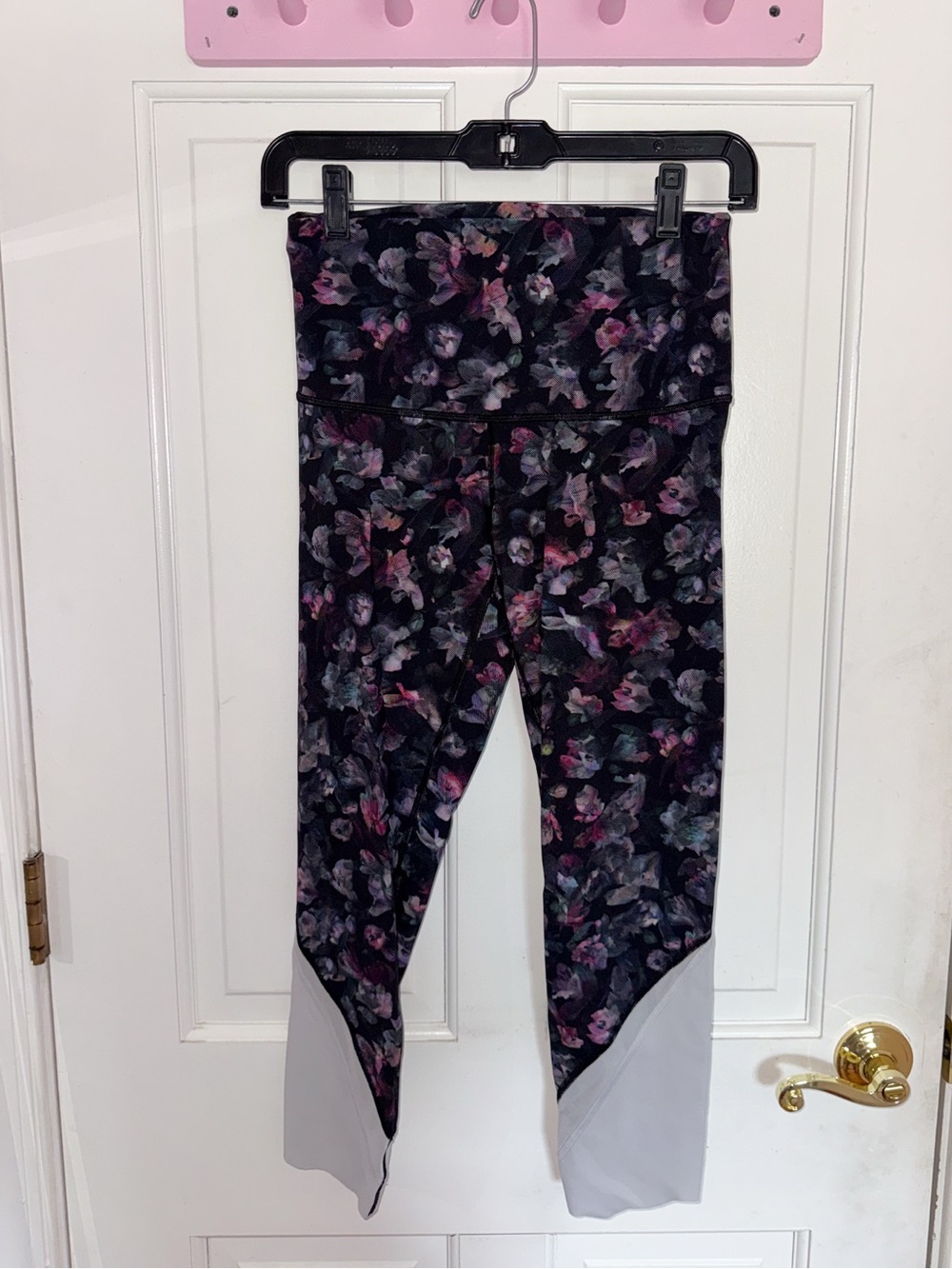 lululemon athletica Black Floral High-Waist Leggings with White